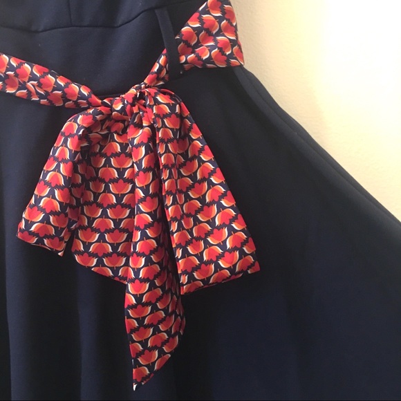 MOD Kit & Sky Navy Blue Dress w SCANDI Floral belt - Picture 2 of 7